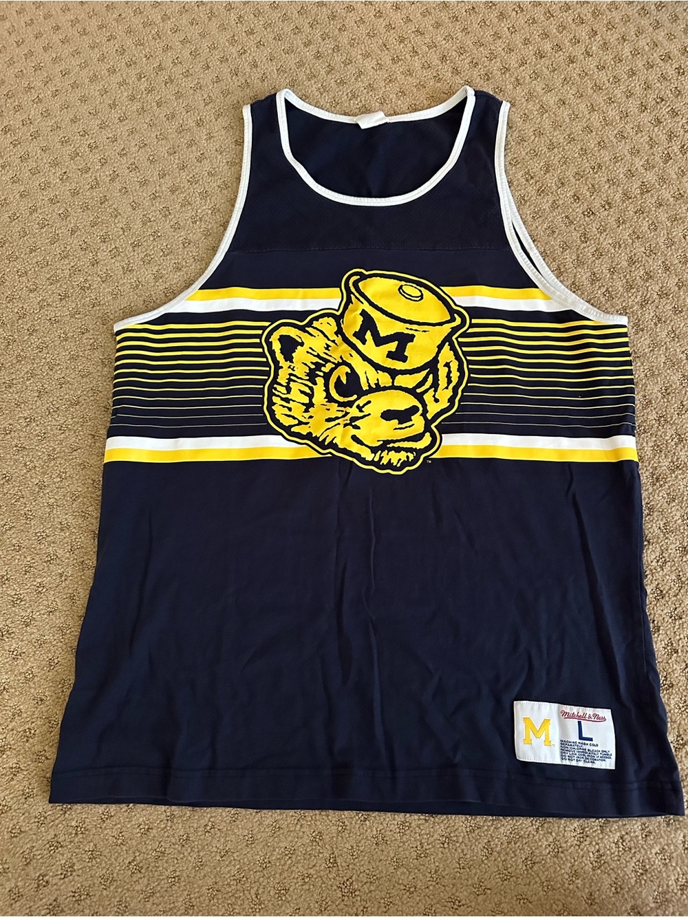 Mitchell & Ness Navy and Yellow Men's Vintage-Style Tank